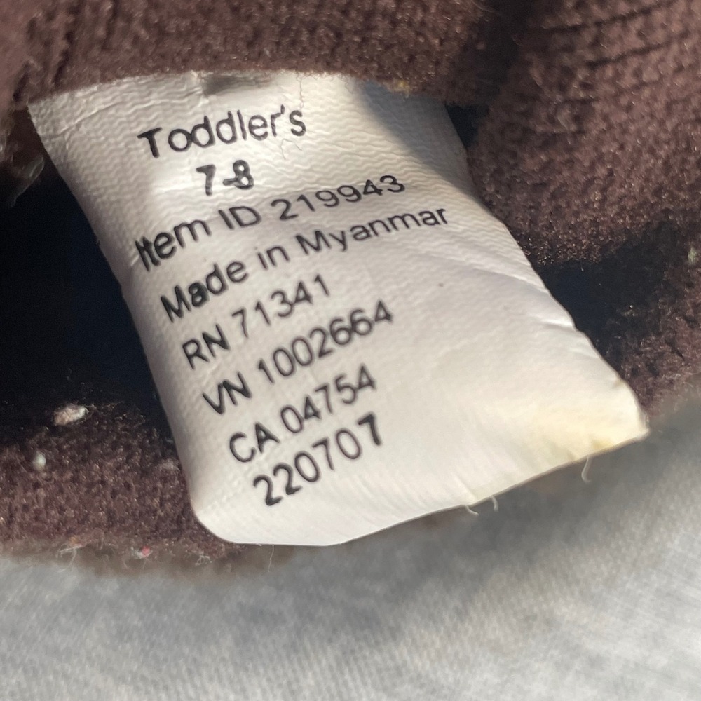 LL Bean Toddler Bear Slippers Size 7-8 Brown Fuzzy Warm Cozy - Picture 3 of 9